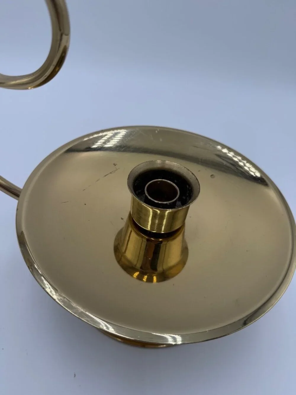 Vintage Baldwin Brass Chamberstick Candle Holder Large Swirl Handle